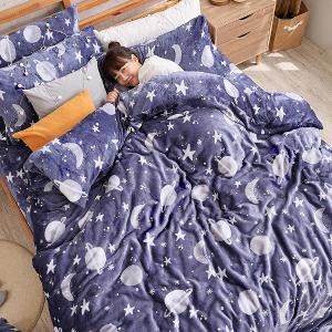 【DUYAN 竹漾】法蘭絨單人三件式床包兩用毯被組 / 星海微光