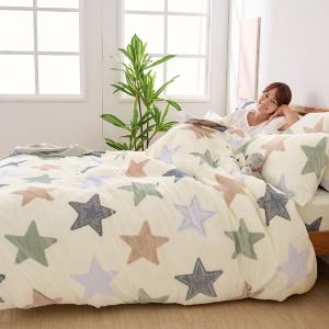 【DUYAN 竹漾】法蘭絨雙人四件式床包兩用毯被組 / 彩光初星
