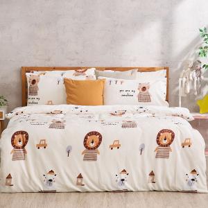 【DUYAN 竹漾】法蘭絨雙人四件式床包兩用毯被組 / 肯亞大地