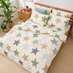 【DUYAN 竹漾】法蘭絨雙人四件式床包兩用毯被組 / 彩光初星