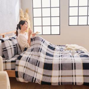 【DUYAN 竹漾】法蘭絨單人三件式床包兩用毯被組 / 蘇格布魯