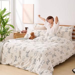 【DUYAN 竹漾】法蘭絨雙人加大四件式床包兩用毯被組 / 小步舞曲