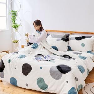 【DUYAN 竹漾】法蘭絨單人三件式床包兩用毯被組 / 漫影水語