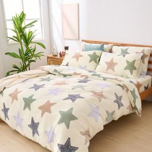 【DUYAN 竹漾】法蘭絨雙人四件式床包兩用毯被組 / 彩光初星