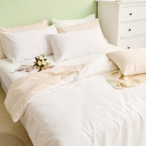 【DUYAN 竹漾】舒柔棉單人二件組＋雙人鋪棉兩用被 / 優雅白床包＋奶白被套 台灣製