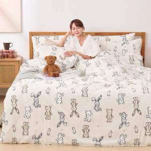 【DUYAN 竹漾】法蘭絨雙人加大四件式床包兩用毯被組 / 小步舞曲