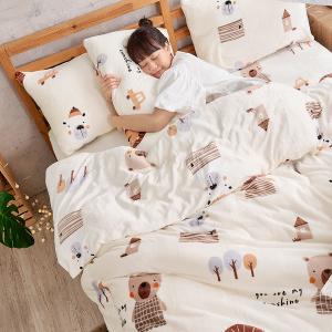 【DUYAN 竹漾】法蘭絨雙人四件式床包兩用毯被組 / 肯亞大地