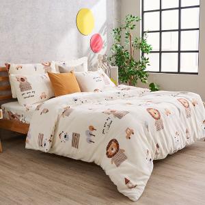 【DUYAN 竹漾】法蘭絨雙人四件式床包兩用毯被組 / 肯亞大地