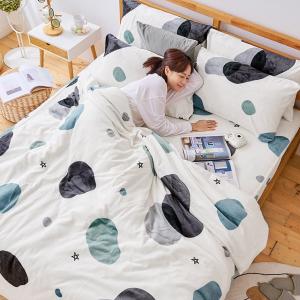 【DUYAN 竹漾】法蘭絨單人三件式床包兩用毯被組 / 漫影水語