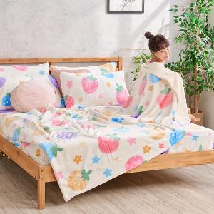 【DUYAN 竹漾】法蘭絨羊羔絨毯 / 草莓乳酪