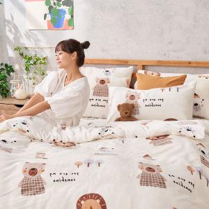 【DUYAN 竹漾】法蘭絨雙人四件式床包兩用毯被組 / 肯亞大地