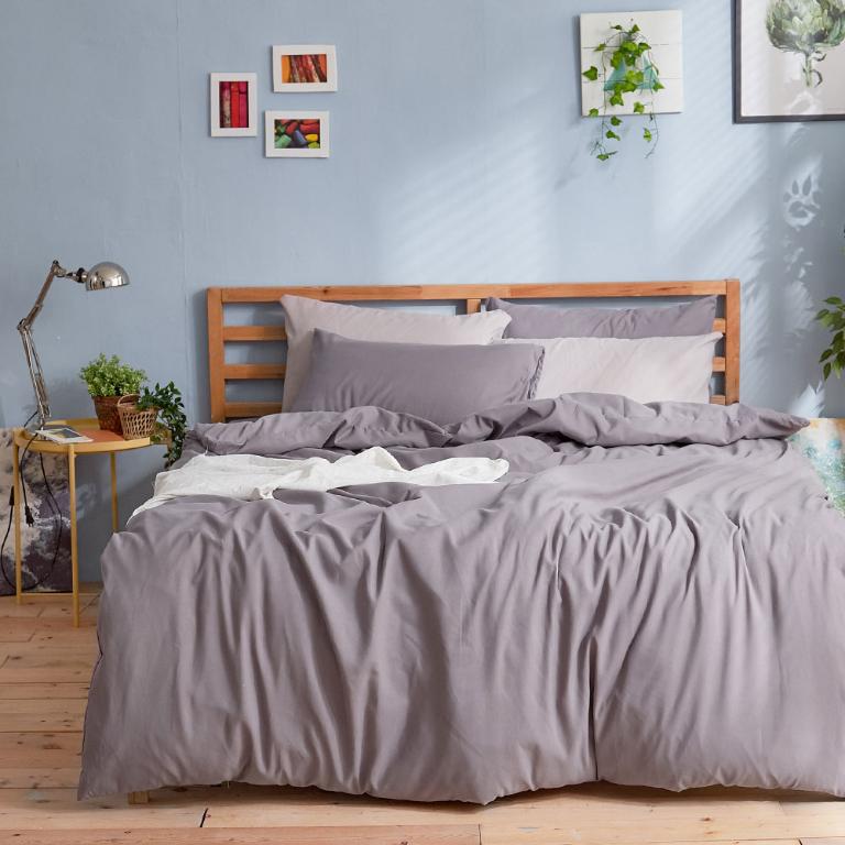 【DUYAN 竹漾】舒柔棉雙人加大床包三件組 / 炭灰色 台灣製