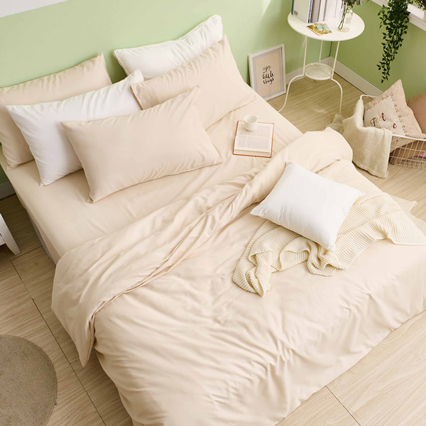 【DUYAN 竹漾】舒柔棉雙人加大四件式鋪棉兩用被床包組 / 奶茶色 台灣製