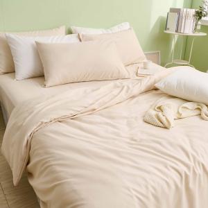 【DUYAN 竹漾】舒柔棉雙人加大四件式鋪棉兩用被床包組 / 奶茶色 台灣製