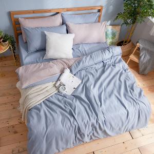 【DUYAN 竹漾】舒柔棉單人二件組＋雙人鋪棉兩用被 / 愛麗絲藍床包+藍灰被套 台灣製
