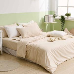 【DUYAN 竹漾】舒柔棉雙人加大四件式鋪棉兩用被床包組 / 奶茶色 台灣製