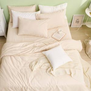 【DUYAN 竹漾】舒柔棉雙人加大四件式鋪棉兩用被床包組 / 奶茶色 台灣製