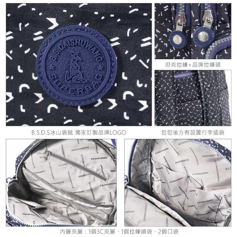 B.S.D.S冰山袋鼠 - 楓糖瑪芝 - 輕旅多口袋附插袋胸扣後背包 - 幾何藍【A218BB】