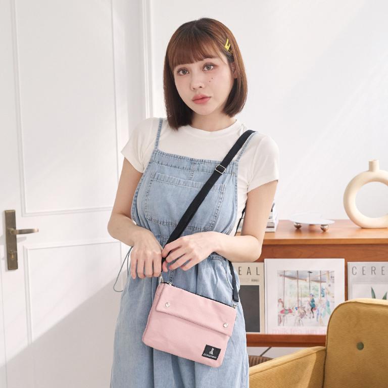 B.S.D.S冰山袋鼠 - 悠活詩集 - 格紋橫式三層斜背小包 - 粉色【S003P】