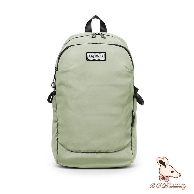 B.S.D.S冰山袋鼠 - 悠活詩集 - 格紋多口袋附插袋後背包 - 卡其綠【S-218G】