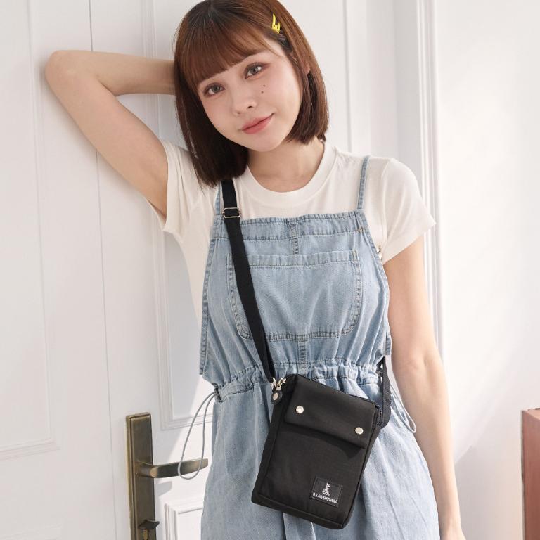 B.S.D.S冰山袋鼠 - 悠活詩集 - 格紋直立雙層斜背小包 - 黑色【S129-3K】