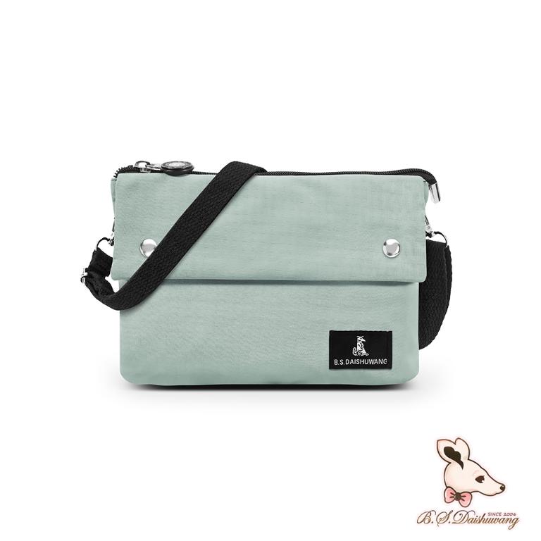 B.S.D.S冰山袋鼠 - 悠活詩集 - 格紋橫式三層斜背小包 - 灰藍色【S003KB】