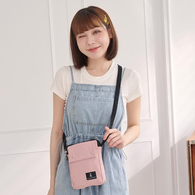 B.S.D.S冰山袋鼠 - 悠活詩集 - 格紋直立雙層斜背小包 - 粉色【S129-3P】