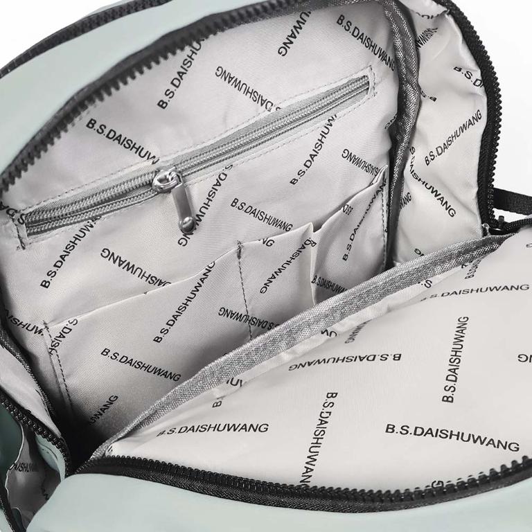 B.S.D.S冰山袋鼠 - 悠活詩集 - 格紋多口袋附插袋後背包 - 卡其綠【S-218G】