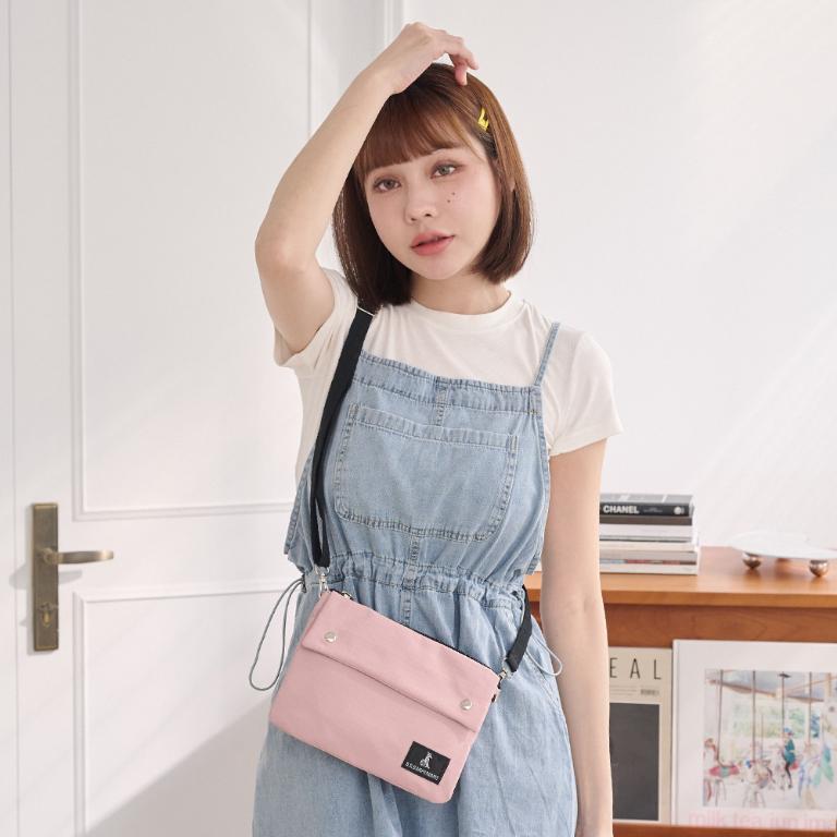 B.S.D.S冰山袋鼠 - 悠活詩集 - 格紋橫式三層斜背小包 - 粉色【S003P】