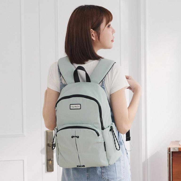 B.S.D.S冰山袋鼠 - 悠活詩集 - 格紋造型後背包 - 灰藍色【S-205KB】