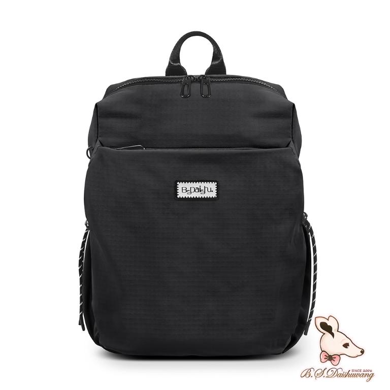 B.S.D.S冰山袋鼠 - 悠活詩集 - 格紋學院風後背包 - 黑色【D-1393K】