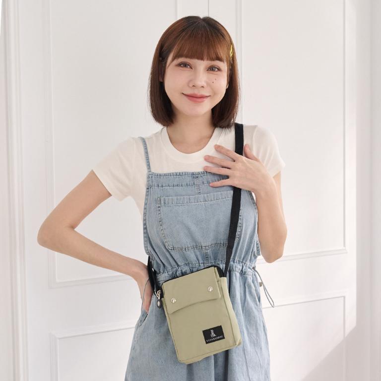 B.S.D.S冰山袋鼠 - 悠活詩集 - 格紋直立雙層斜背小包 - 卡其綠【S129-3G】