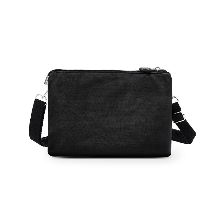 B.S.D.S冰山袋鼠 - 悠活詩集 - 格紋橫式三層斜背小包 - 黑色【S003K】