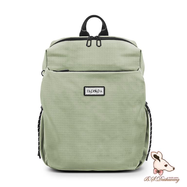 B.S.D.S冰山袋鼠 - 悠活詩集 - 格紋學院風後背包 - 卡其綠【D-1393G】