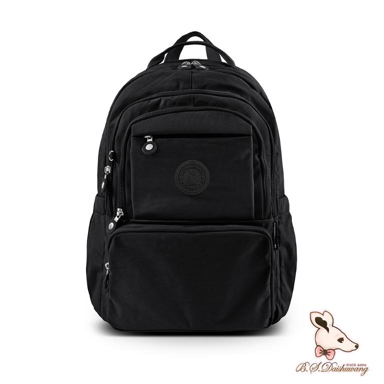 B.S.D.S冰山袋鼠 - 蜜糖日記 - 輕旅多口袋附插袋胸扣後背包 - 黑色【A218K】