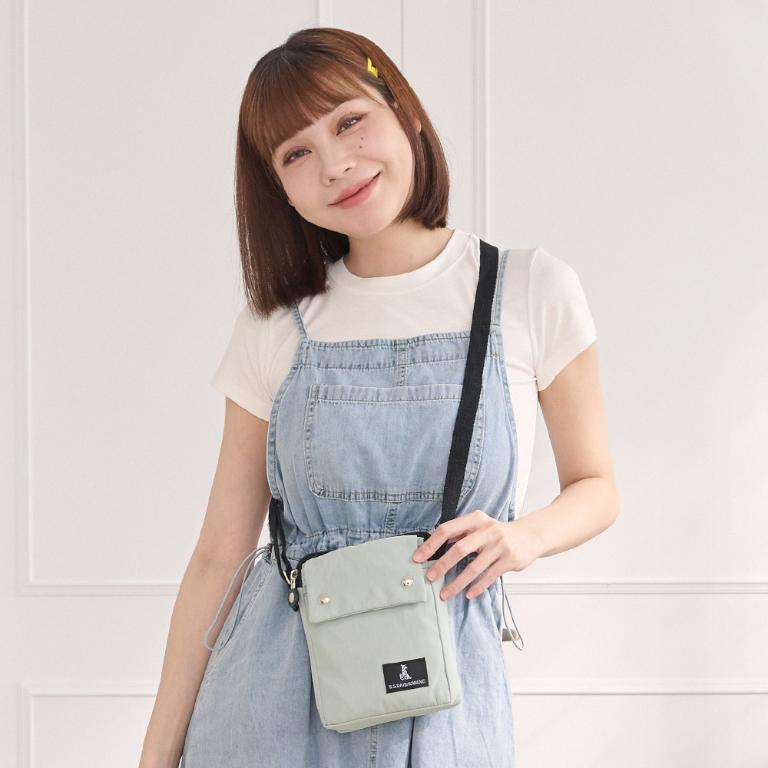 B.S.D.S冰山袋鼠 - 悠活詩集 - 格紋直立雙層斜背小包 - 灰藍色【S129-3KB】