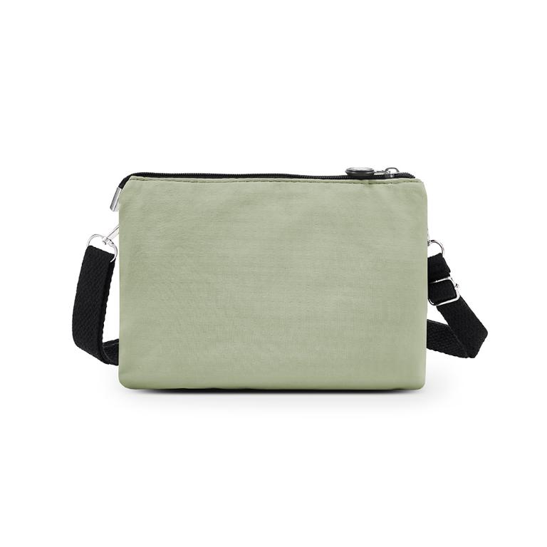 B.S.D.S冰山袋鼠 - 悠活詩集 - 格紋橫式三層斜背小包 - 卡其綠【S003G】