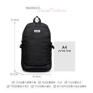 B.S.D.S冰山袋鼠 - 悠活詩集 - 格紋多口袋附插袋後背包 - 黑色【S-218K】