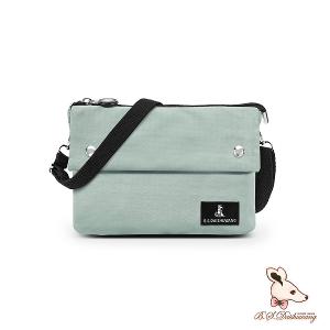 B.S.D.S冰山袋鼠 - 悠活詩集 - 格紋橫式三層斜背小包 - 灰藍色【S003KB】