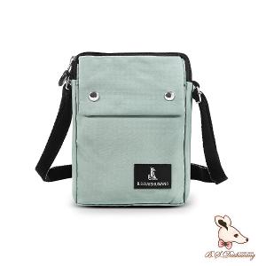 B.S.D.S冰山袋鼠 - 悠活詩集 - 格紋直立雙層斜背小包 - 灰藍色【S129-3KB】