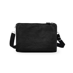 B.S.D.S冰山袋鼠 - 悠活詩集 - 格紋橫式三層斜背小包 - 黑色【S003K】