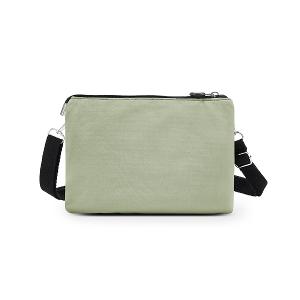 B.S.D.S冰山袋鼠 - 悠活詩集 - 格紋橫式三層斜背小包 - 卡其綠【S003G】