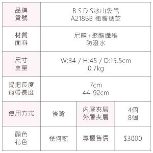 B.S.D.S冰山袋鼠 - 楓糖瑪芝 - 輕旅多口袋附插袋胸扣後背包 - 幾何藍【A218BB】