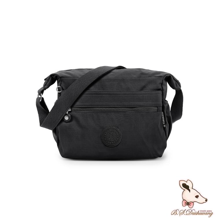 B.S.D.S冰山袋鼠 - 樂活遊記 - 格紋多夾層斜背包 - 黑色【D-1273K】