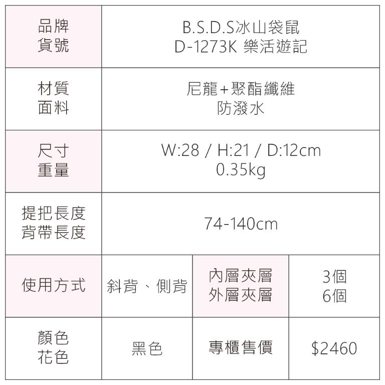 B.S.D.S冰山袋鼠 - 樂活遊記 - 格紋多夾層斜背包 - 黑色【D-1273K】