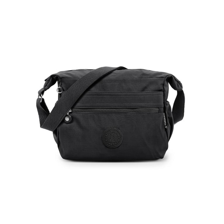 B.S.D.S冰山袋鼠 - 樂活遊記 - 格紋多夾層斜背包 - 黑色【D-1273K】