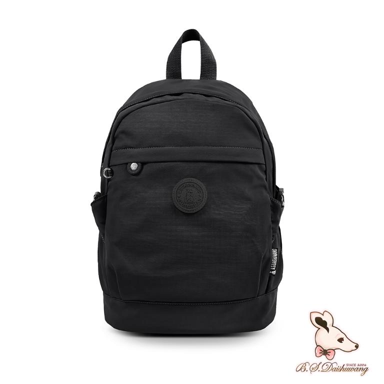 B.S.D.S冰山袋鼠 - 樂活遊記 - 格紋簡約風附插袋後背包 - 黑色【D-1203K】