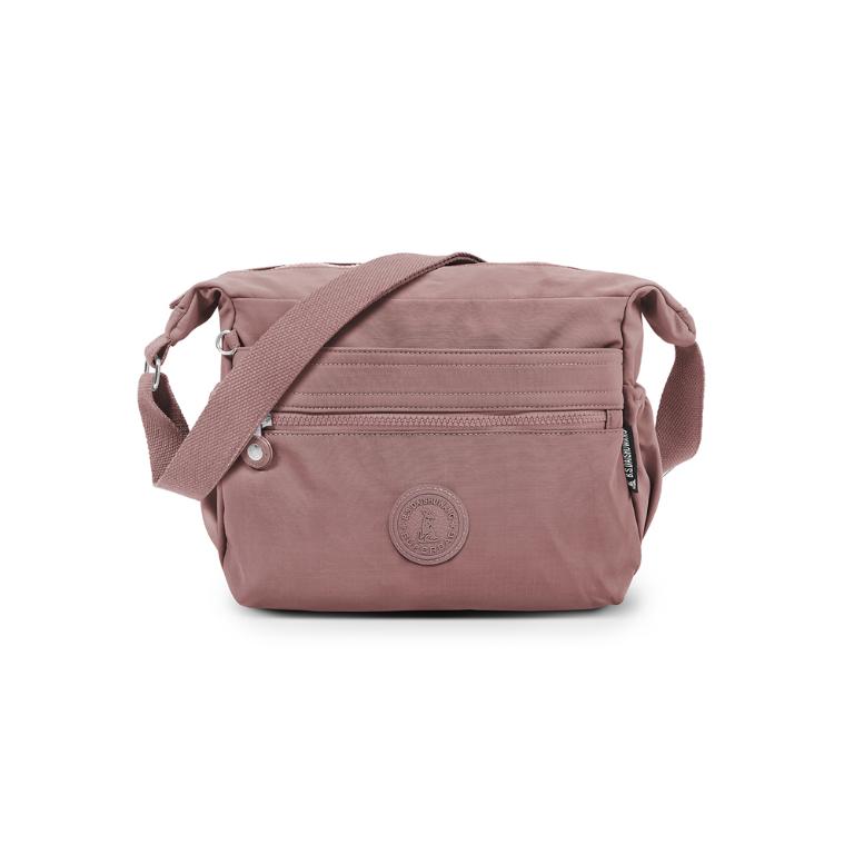 B.S.D.S冰山袋鼠 - 樂活遊記 - 格紋多夾層斜背包 - 香檳粉【D-1273CP】