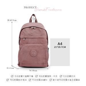 B.S.D.S冰山袋鼠 - 樂活遊記 - 格紋經典風附插袋後背包 - 香檳粉【D-1202CP】