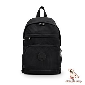 B.S.D.S冰山袋鼠 - 樂活遊記 - 格紋經典風附插袋後背包 - 黑色【D-1202K】